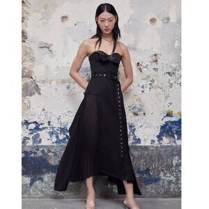 Rokh x H&M Black Bandeau Dress With Leather Bra RARE SAMPLE